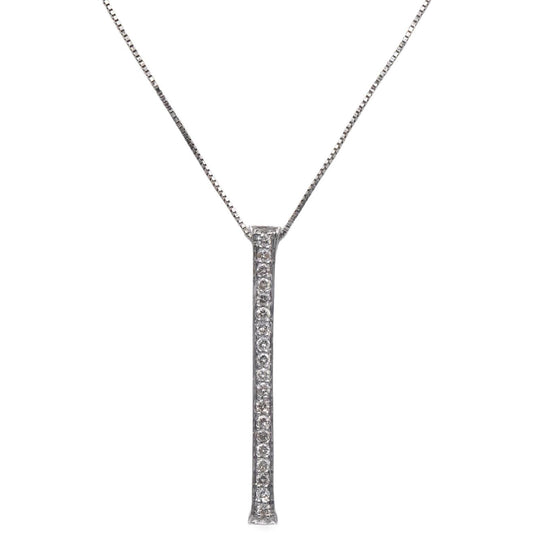 14k White Gold Jewelry 0.23CT Round Cut Diamond Bar Pendant Necklace