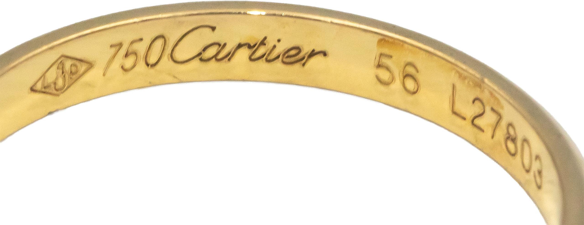 CARTIER 18k Yellow Gold 2.5mm Wide Band Ring Euro Size 56 Size 7.5
