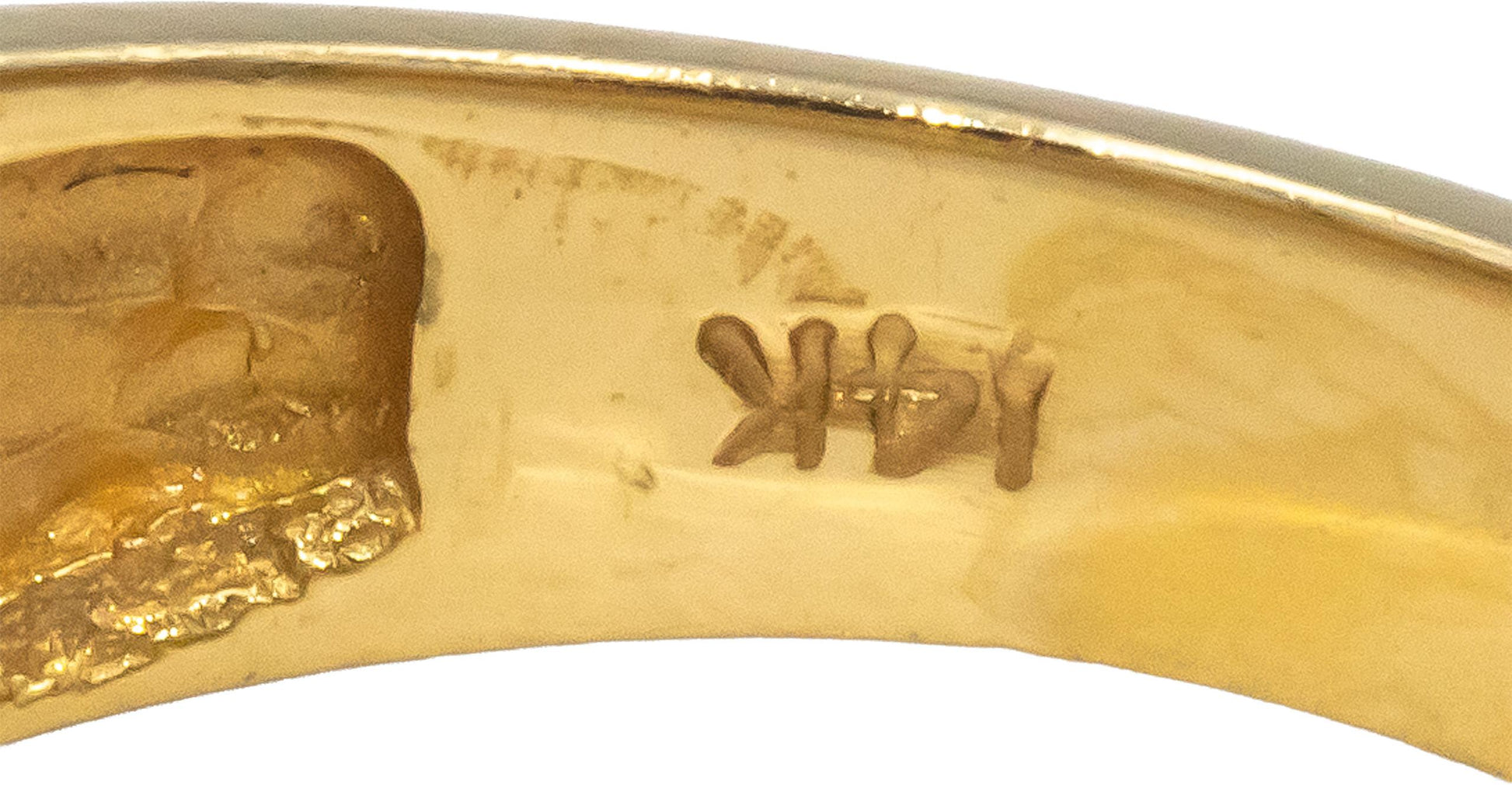 14k Yellow Gold VS Diamond & Painted Enamel Wide Band Ring 0.20CT Size 10.75