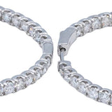 14k White Gold Round Lab Grown Diamond Inside Out Hoop Earrings 6.0CT