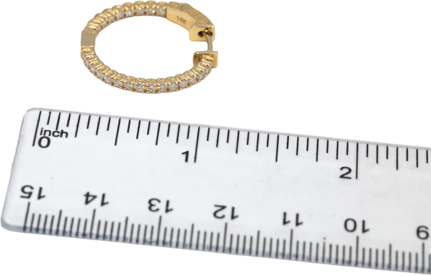 14k Yellow Gold VS Round Diamond Inside Out Hoop Earrings 1.0CT