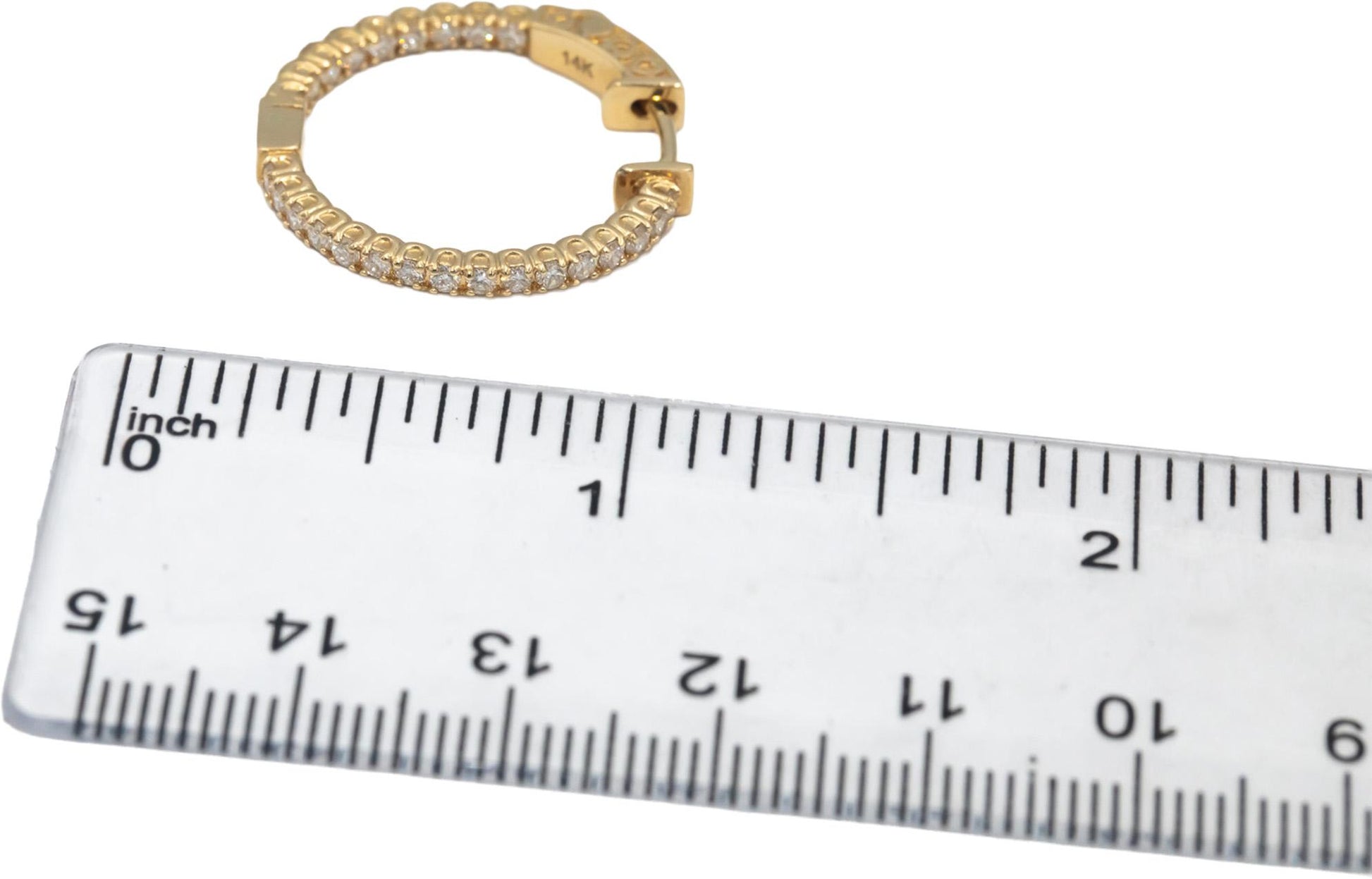 14k Yellow Gold VS Round Diamond Inside Out Hoop Earrings 1.0CT