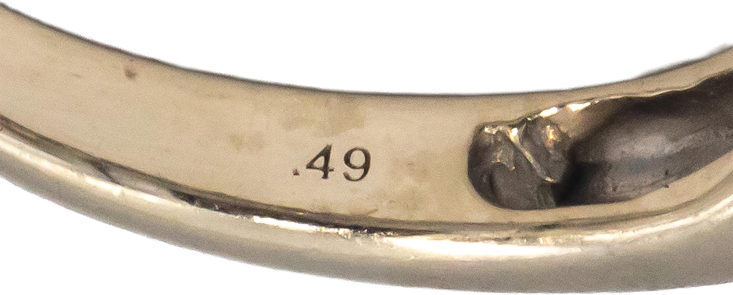14k White Gold Round Cut Three-Stone Diamond Ring 0.50CT Size 4.5
