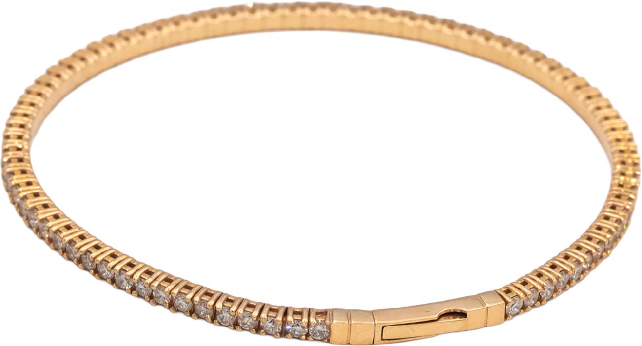 18k Rose Gold VS Round Diamond Flexible Bangle Bracelet 2.35CT