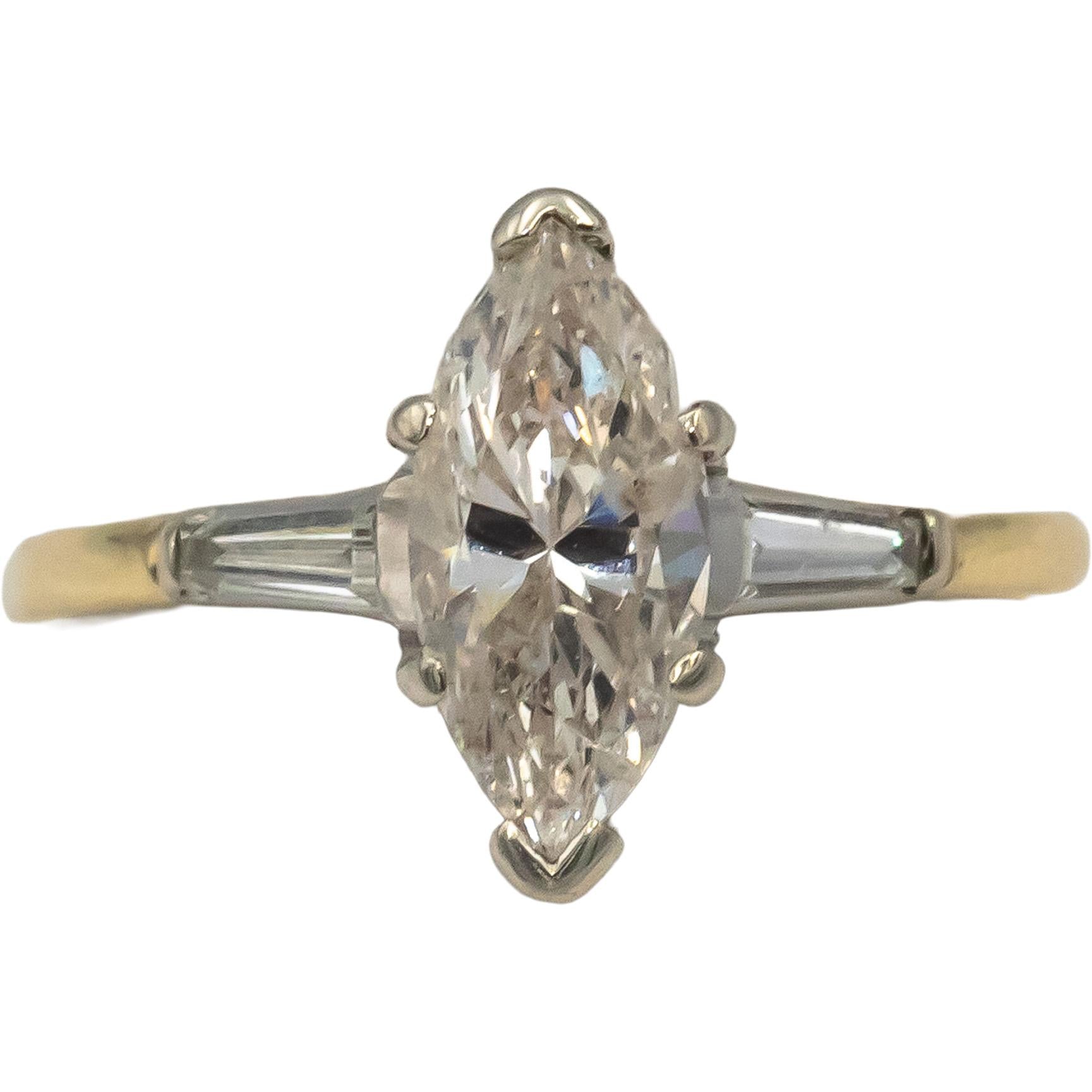 14k Yellow & White Gold Diamond Engagement Ring 1.32CT w/ 1.20CT Center Size 7