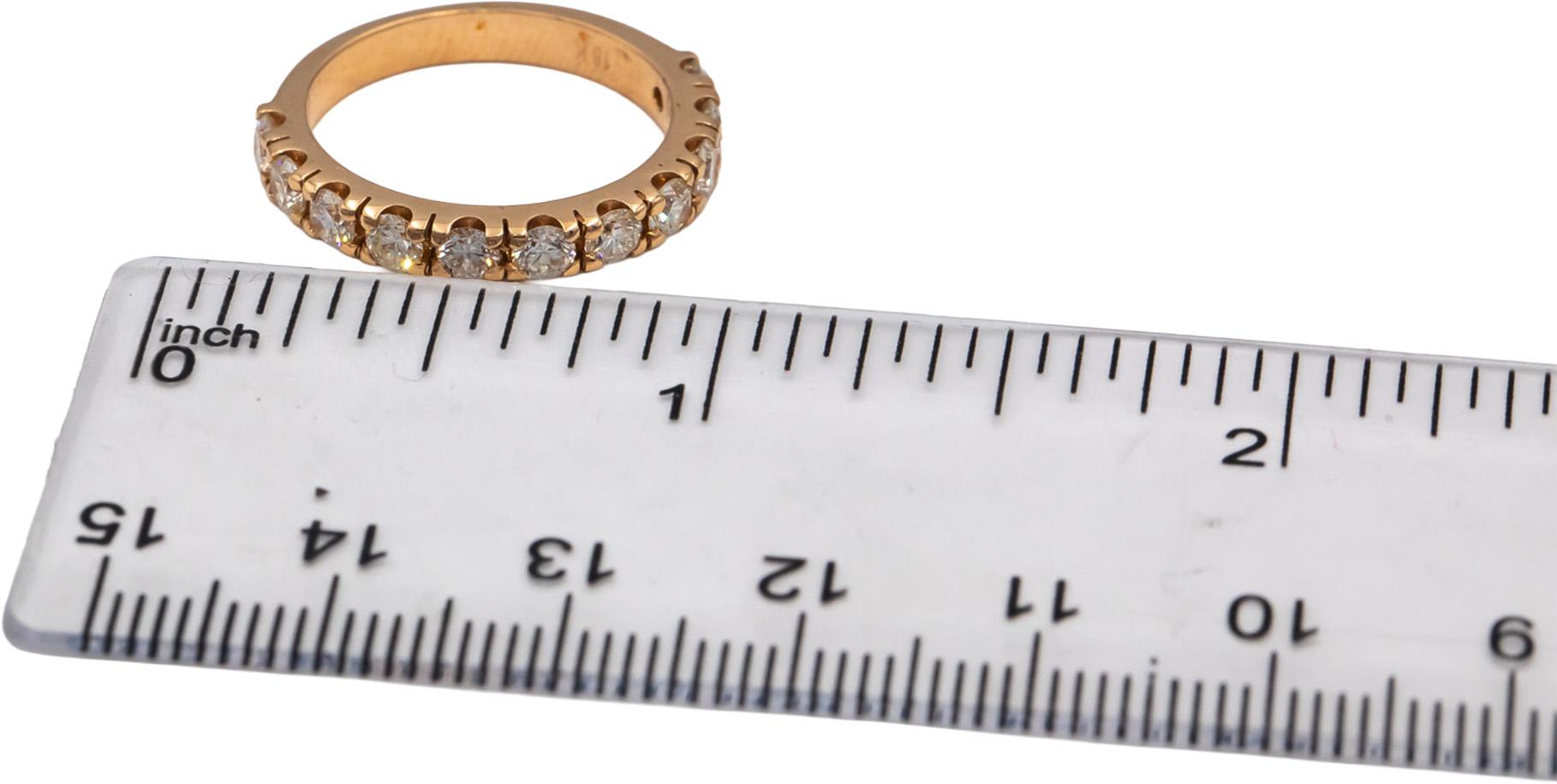 18k Rose Gold VS Round Diamond Half Eternity Band Ring 1.05CT Size 6.25