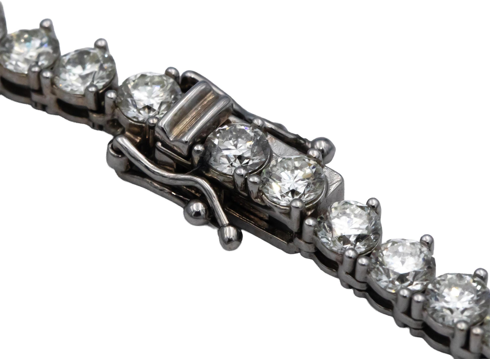 14k White Gold VS Round Diamond Riviera Necklace Chain 29.06CT w/ 2.02CT Center