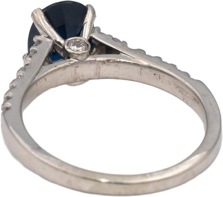 14k White Gold Oval Sapphire Round Diamond Cocktail Ring 2.36CT Size 7