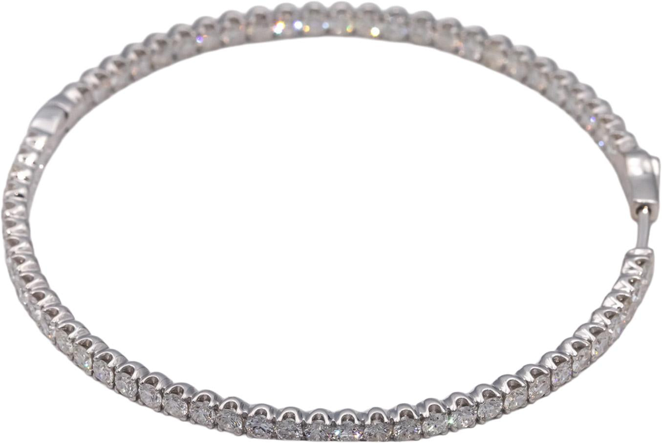 18k White Gold Round Diamond Inside Out Jumbo Hoop Earrings 7.17CTW