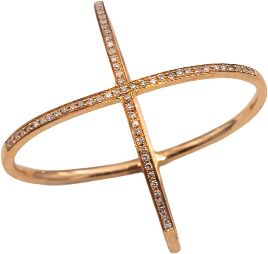 14k Rose Gold Round Diamond Criss Cross Band Ring 0.15CT Size 7