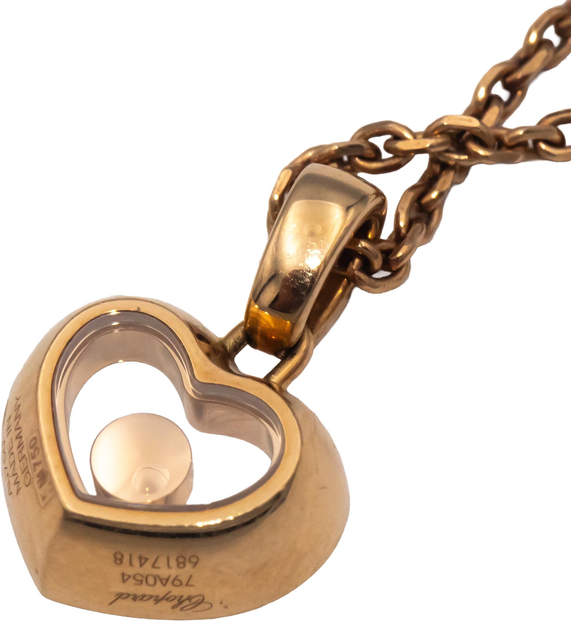 CHOPARD 18k Rose Gold Happy Diamonds Icons Pendant Necklace 0.03CT w/ Box