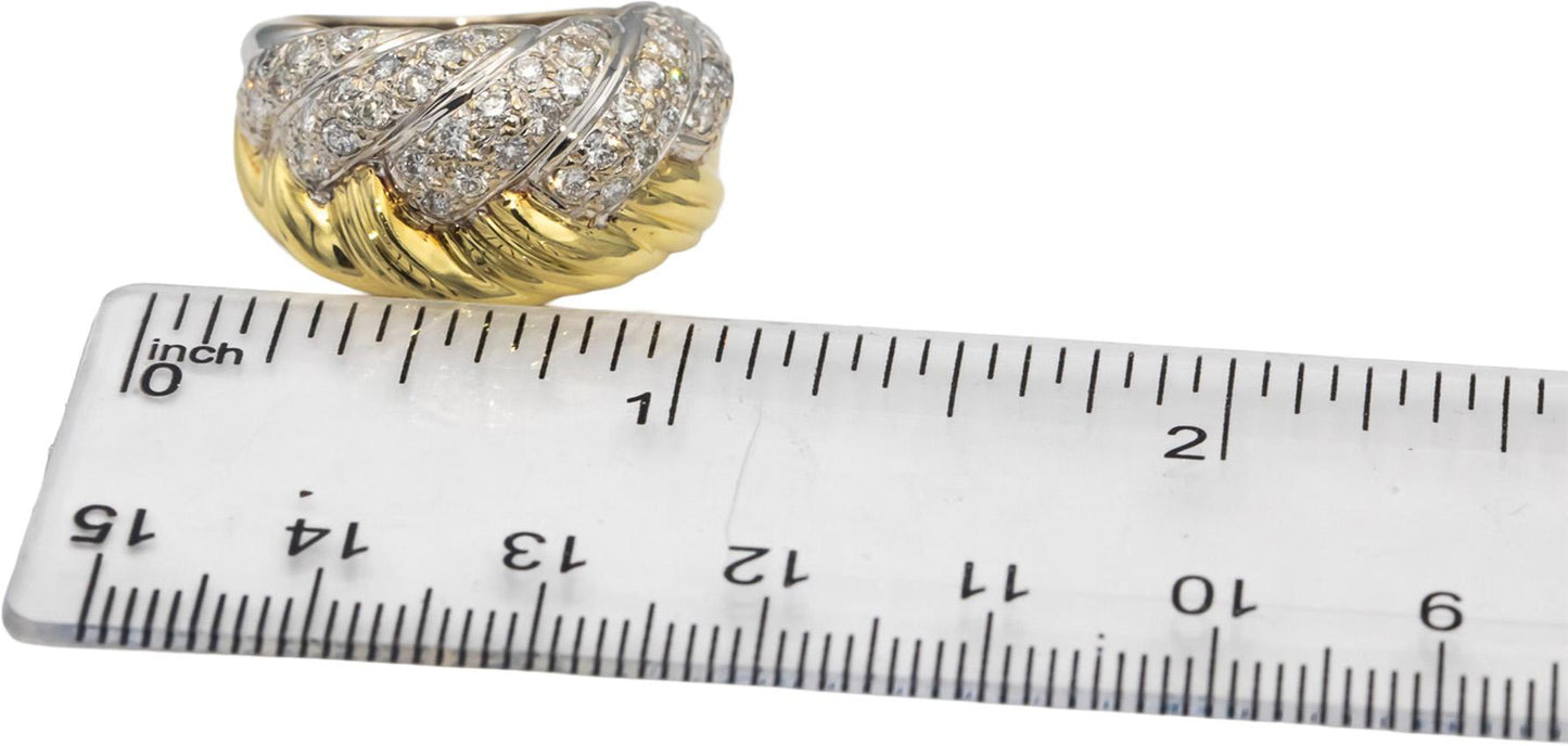 18k Yellow & White Gold VS Round Diamond Woven Cocktail Ring 0.95CT Size 6