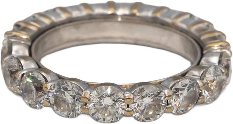 14k White Gold Round & Emerald Cut Diamond Eternity Band Ring 3.0CT Size 4.75