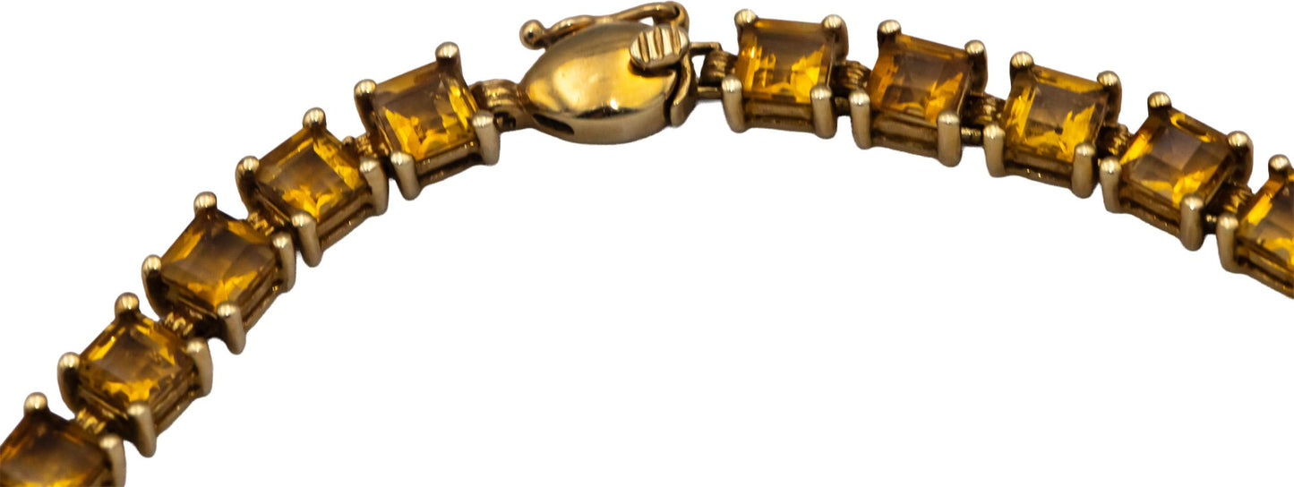 10k Yellow Gold Square Cut Citrine Tennis Bracelet 10.0CTW
