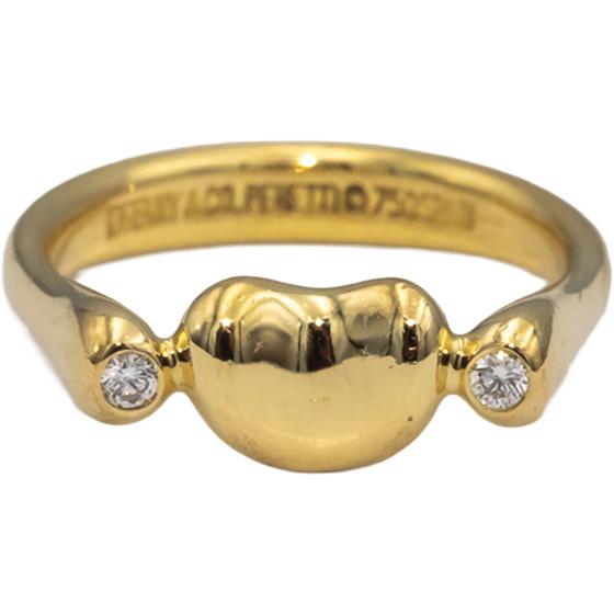 TIFFANY & CO. 18k Yellow Gold Diamond Elsa Peretti Bean Design Ring .04CT Size 4