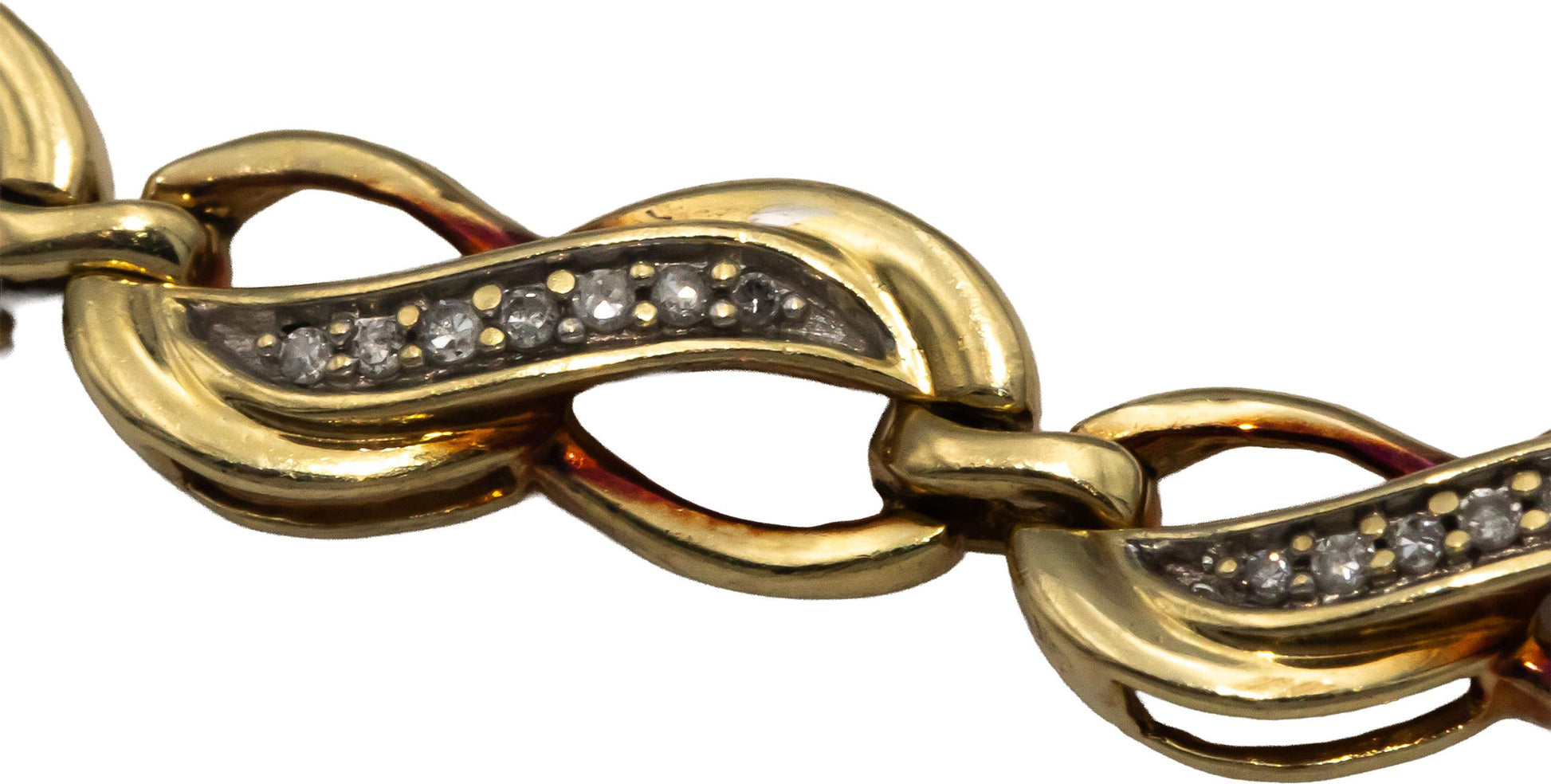 10k Yellow Gold Round Diamond Fancy Link Bracelet 0.50CTW