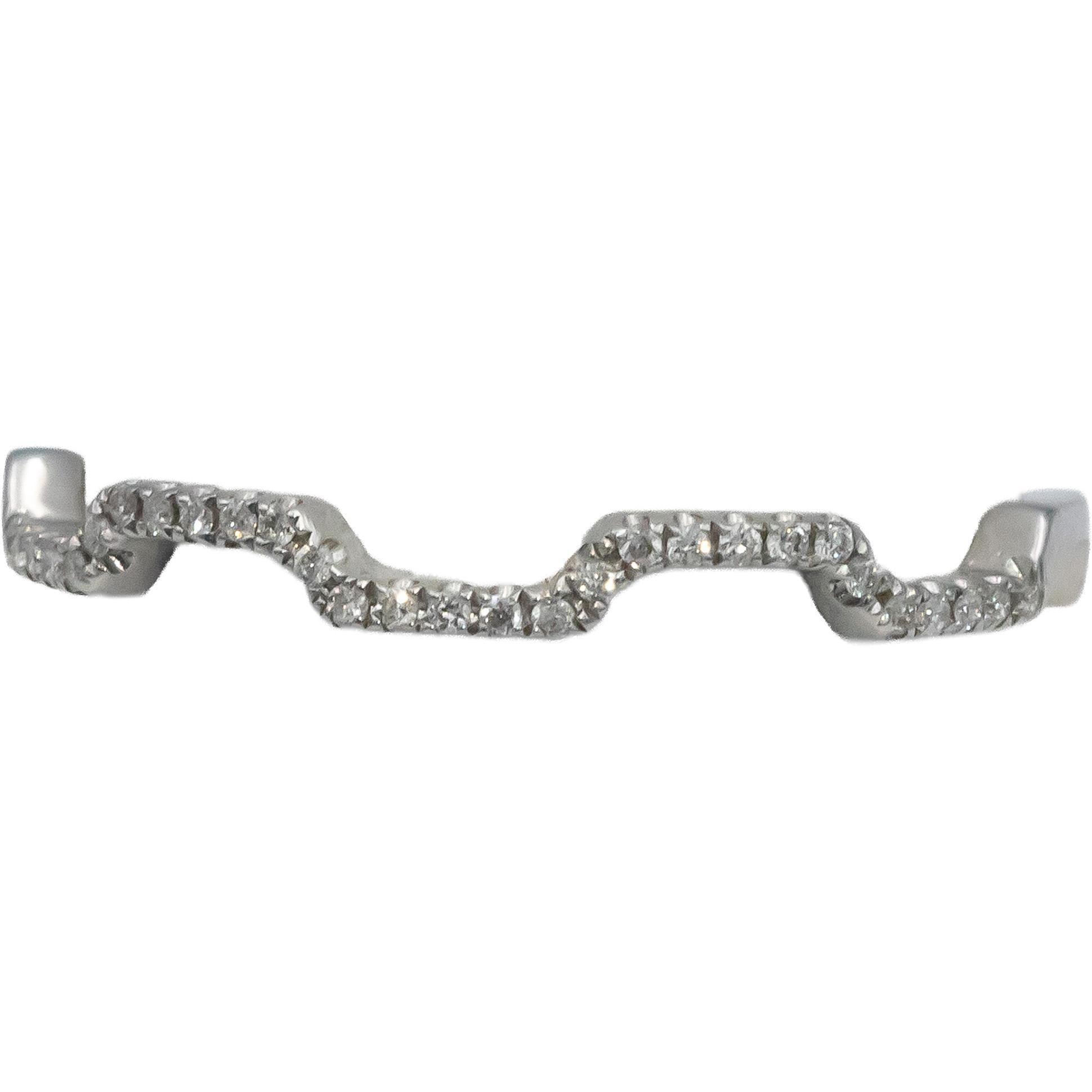 18k White Gold Round Diamond Zig Zag Stackable Band Ring 0.06CT Size 7