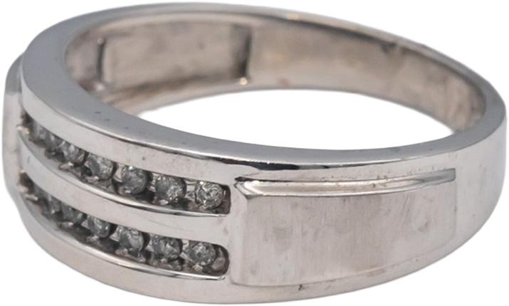 10k White Gold Round Channel Set Diamond Two Row Band Ring 0.15CT Size 10.25