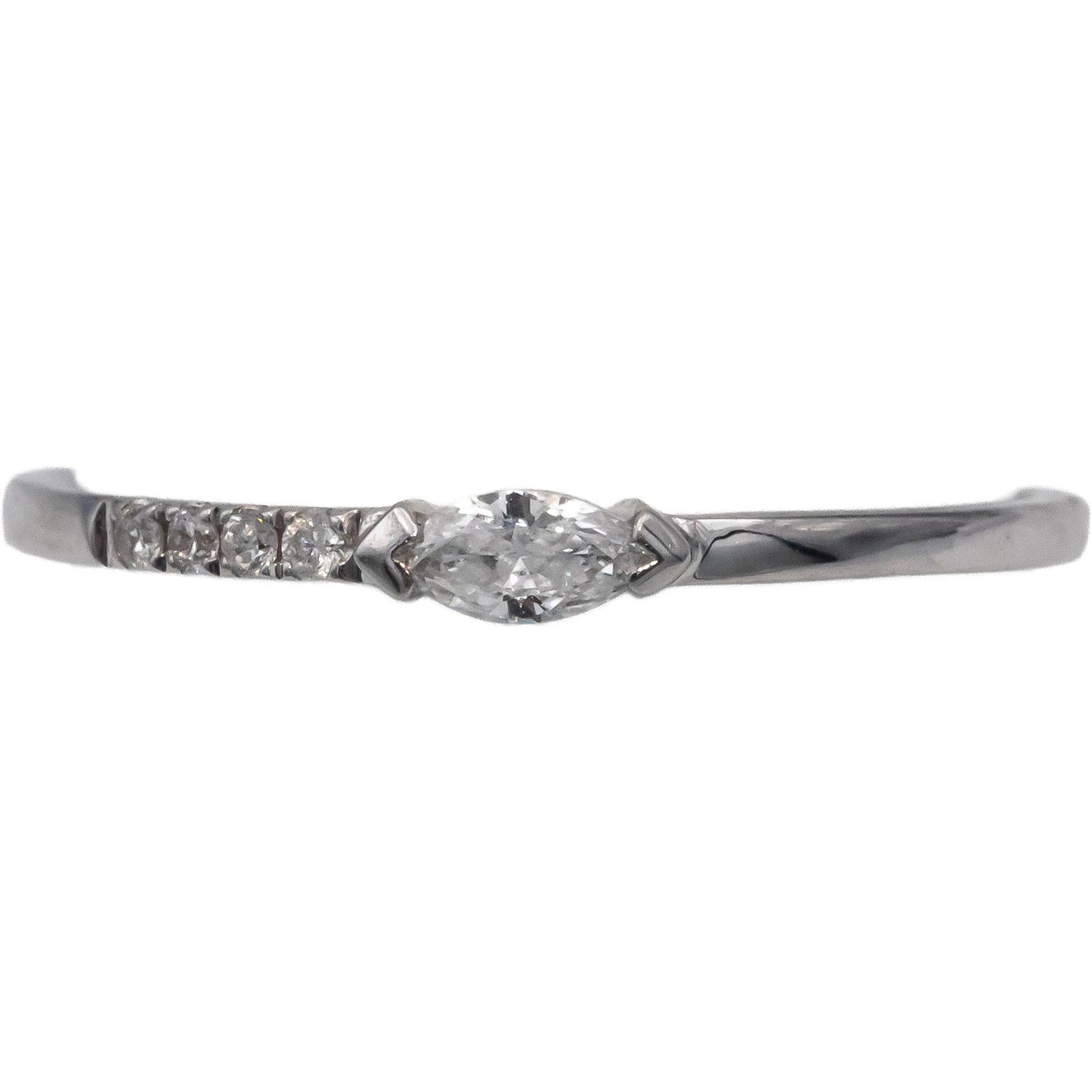18k White Gold VS Marquise & Round Diamond Band Ring 0.20CT Size 7