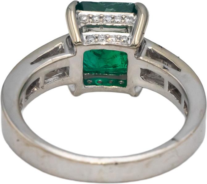 GIA Certified 18k White Gold Zambia Emerald Diamond Cocktail Ring 2.69 Size 5.5
