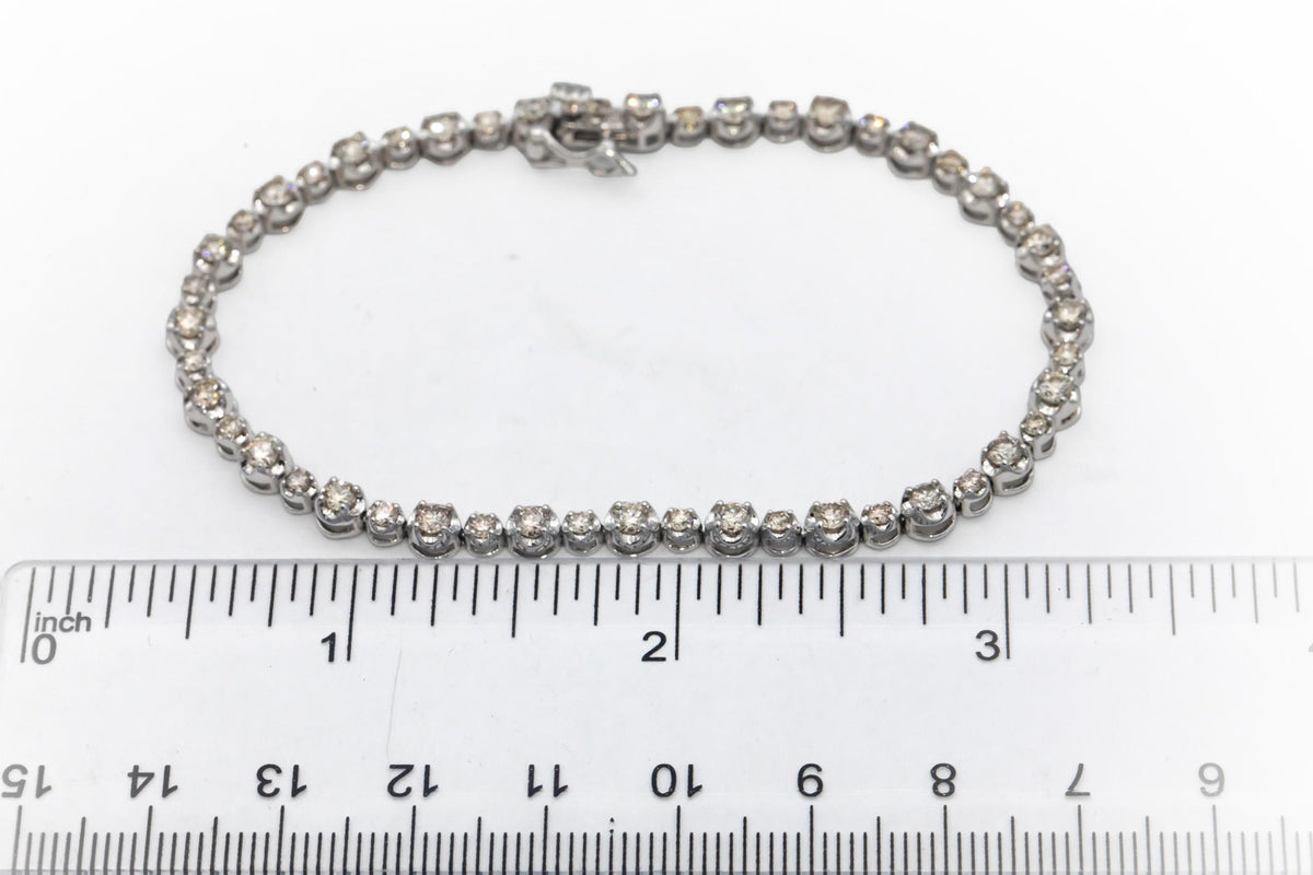 10k White Gold Round Diamond Tennis Bracelet 3.0CT