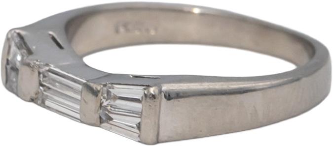 Platinum VS Baguette Cut Diamond Band Ring 0.45CT Size 4.5