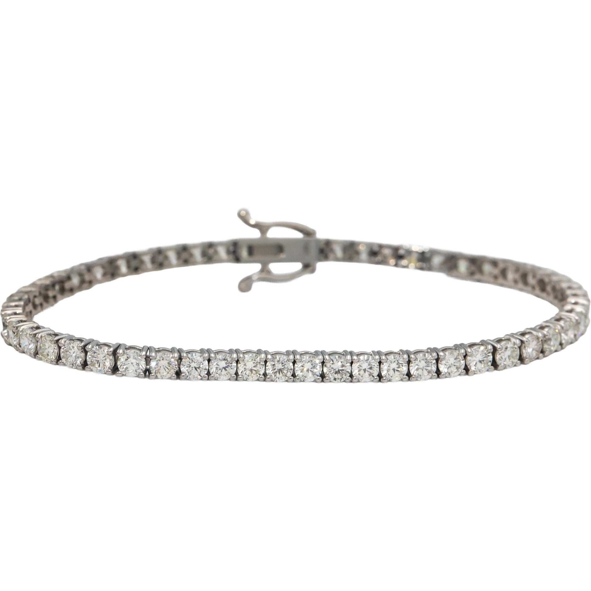 14k White Gold VS Round Diamond Tennis Bracelet 6.46CT