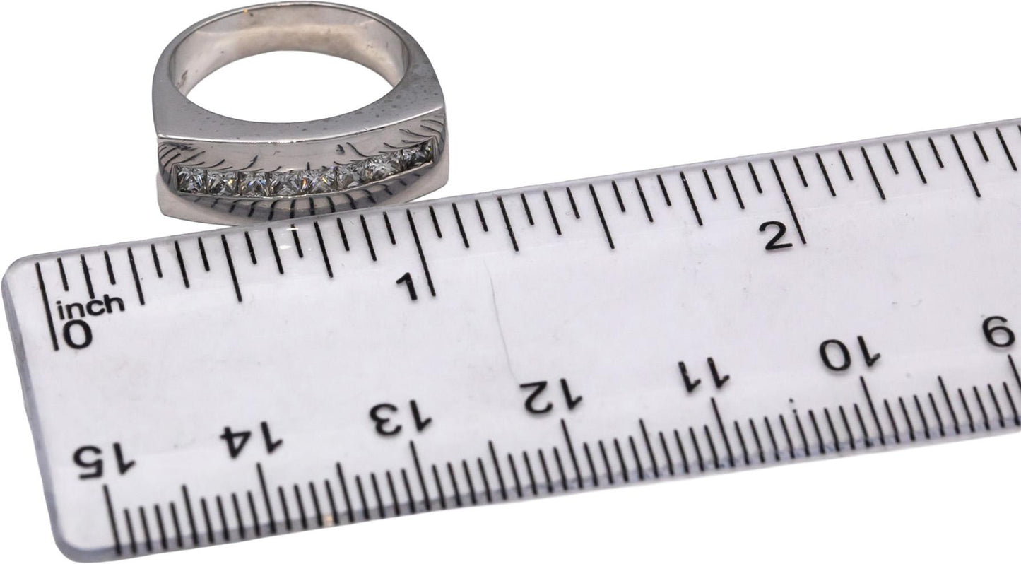 18k White Gold VS Princess Cut Channel Set Diamond Band Ring 0.50CT Size 5.25