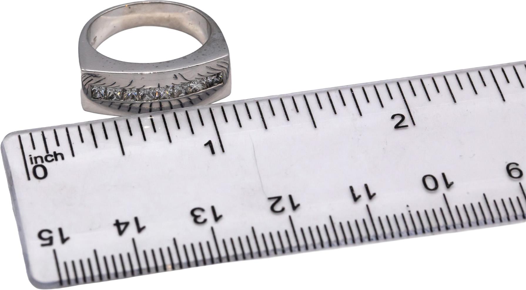 18k White Gold VS Princess Cut Channel Set Diamond Band Ring 0.50CT Size 5.25