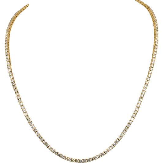 14k Yellow Gold Round Diamond Tennis Necklace 9.23CT