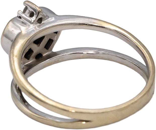 14k White Gold Square Cut Sapphire Round Diamond Heart Ring 0.52CT Size 6