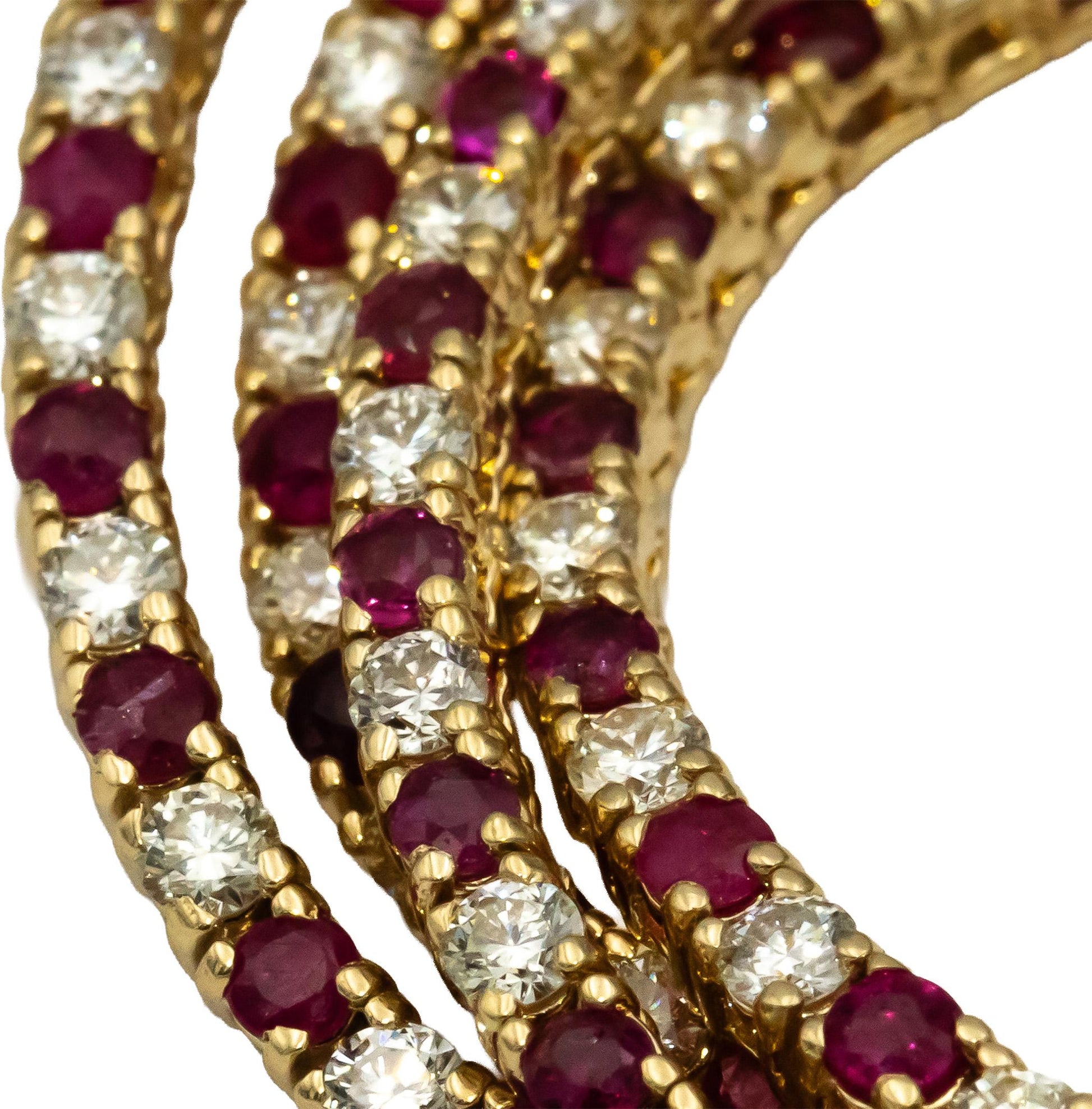 14k Yellow Gold VS Round Diamond and Ruby Tennis Necklace 10.21CTW