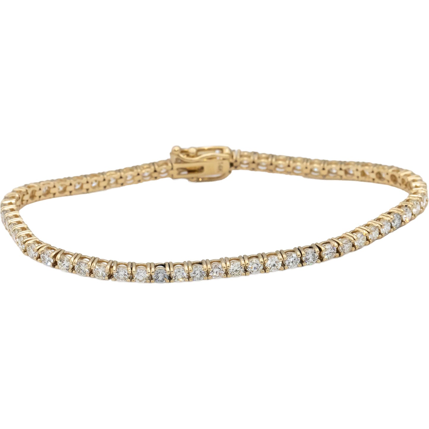 14k Yellow Gold VS Round Diamond Tennis Bracelet 4.65CT