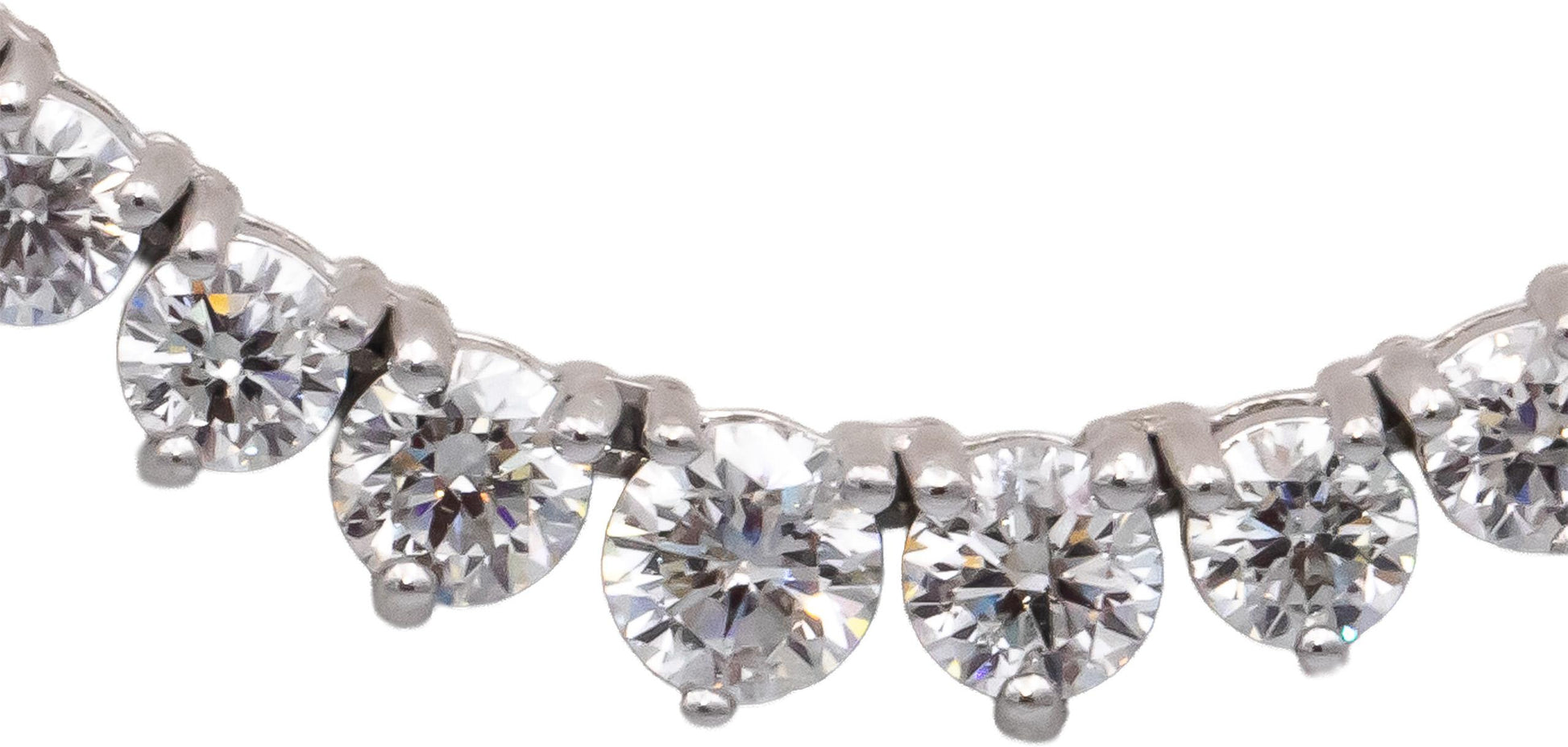 14k White Gold Round Diamond Three Prong Riviera Necklace 8.20CT