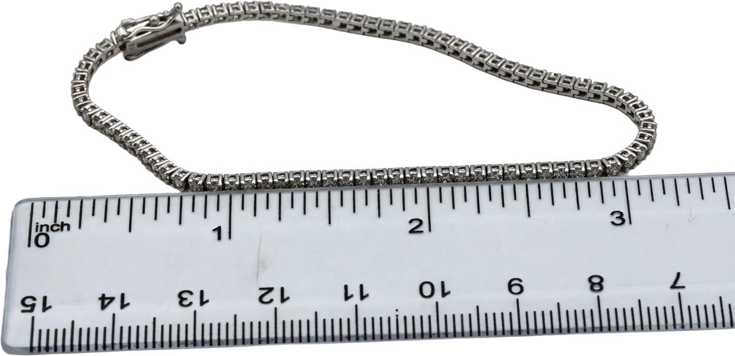 14k White Gold Round Diamond Tennis Bracelet 2.59CT