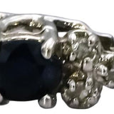 10k White Gold Oval Blue Sapphire Round Diamond Link Bracelet 1.10CTW