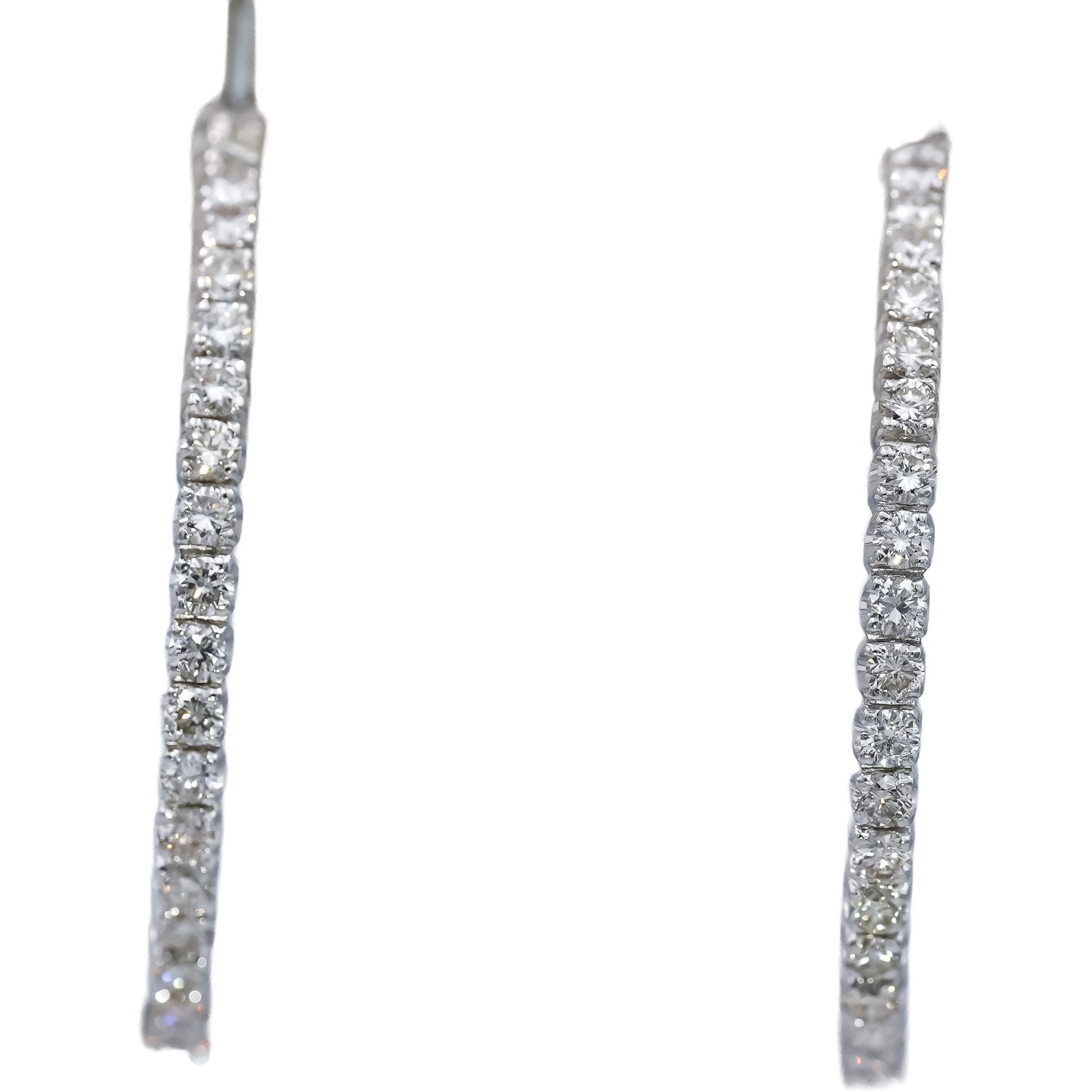18k White Gold VS Round Diamond Inside Out Hoop Earrings 2.0CT