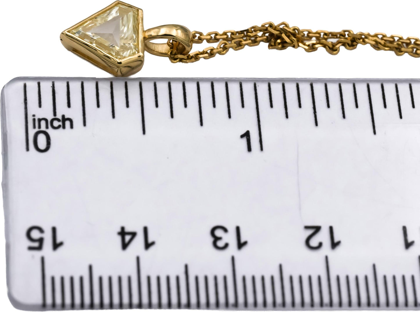 14k Yellow Gold Light Yellow Shield Cut Diamond Pendant Necklace 1.07CT