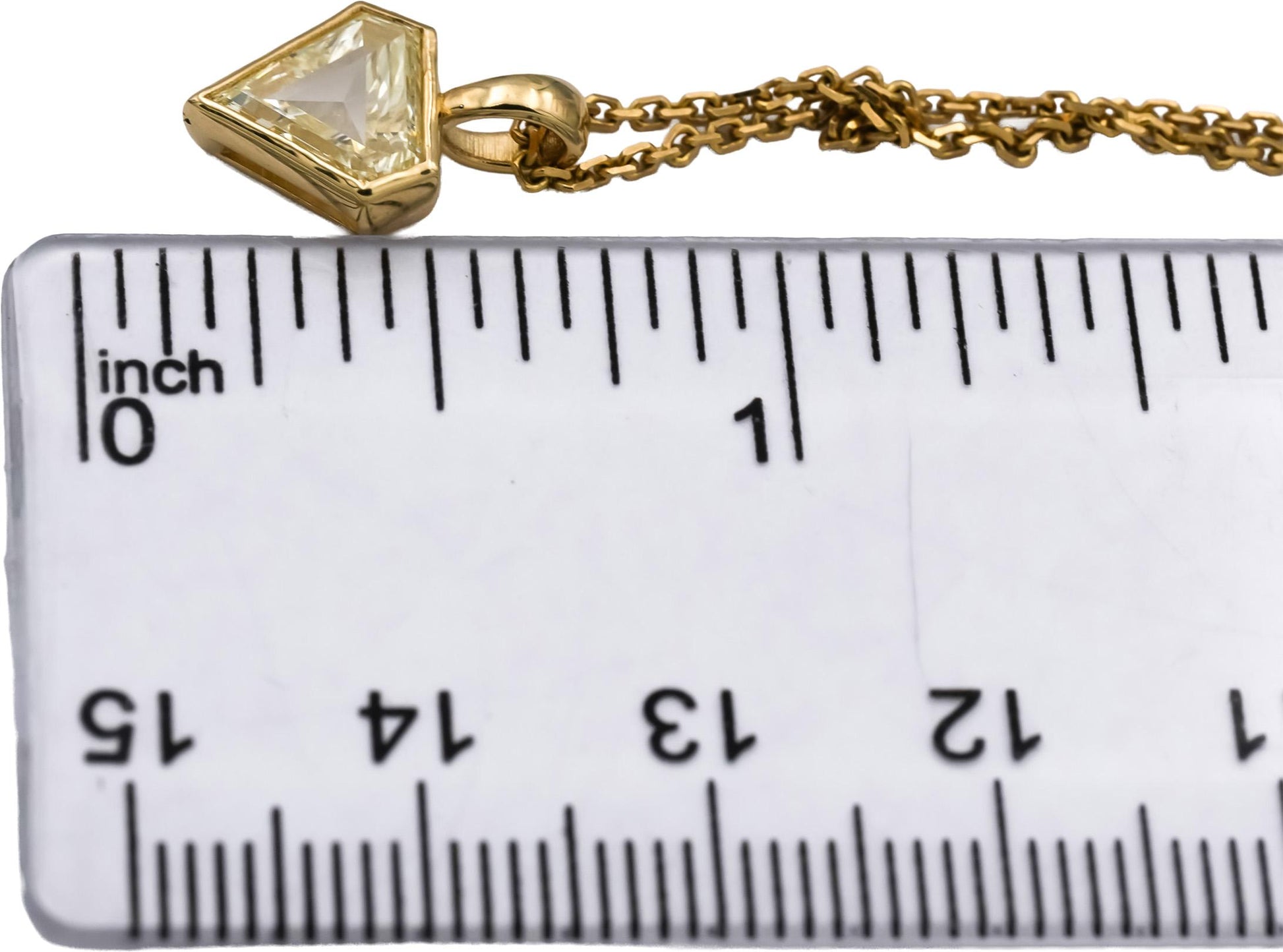 14k Yellow Gold Light Yellow Shield Cut Diamond Pendant Necklace 1.07CT