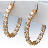 18k Rose Gold VS Round Diamond Inside Out Oval Hoop Earrings 8.13CT