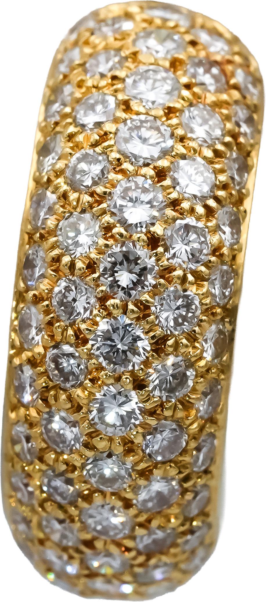 18k Yellow Gold VS Round Diamond Half Hoop Curved Cluster Earrings 2.50CT
