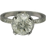 Platinum Round Diamond Engagement Ring 2.11CT w/ 1.86CT Center Size 6