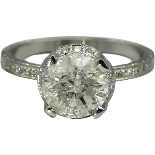 Platinum Round Diamond Engagement Ring 2.11CT w/ 1.86CT Center Size 6