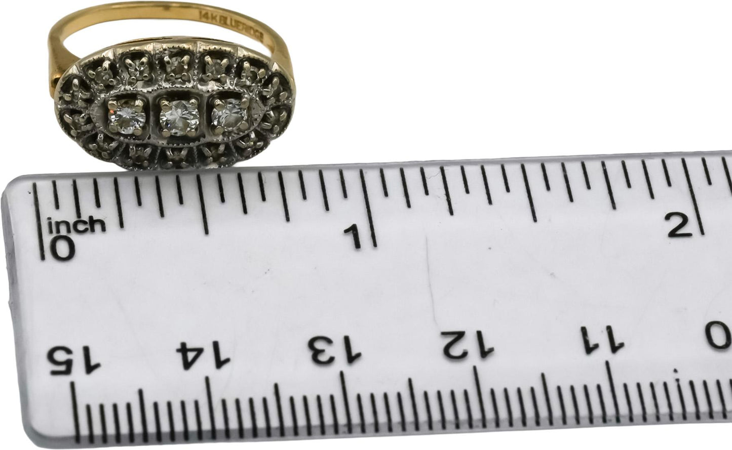 Vintage Antique 14k Yellow & White Gold Diamond Cocktail Ring 0.50CT Size 5.5