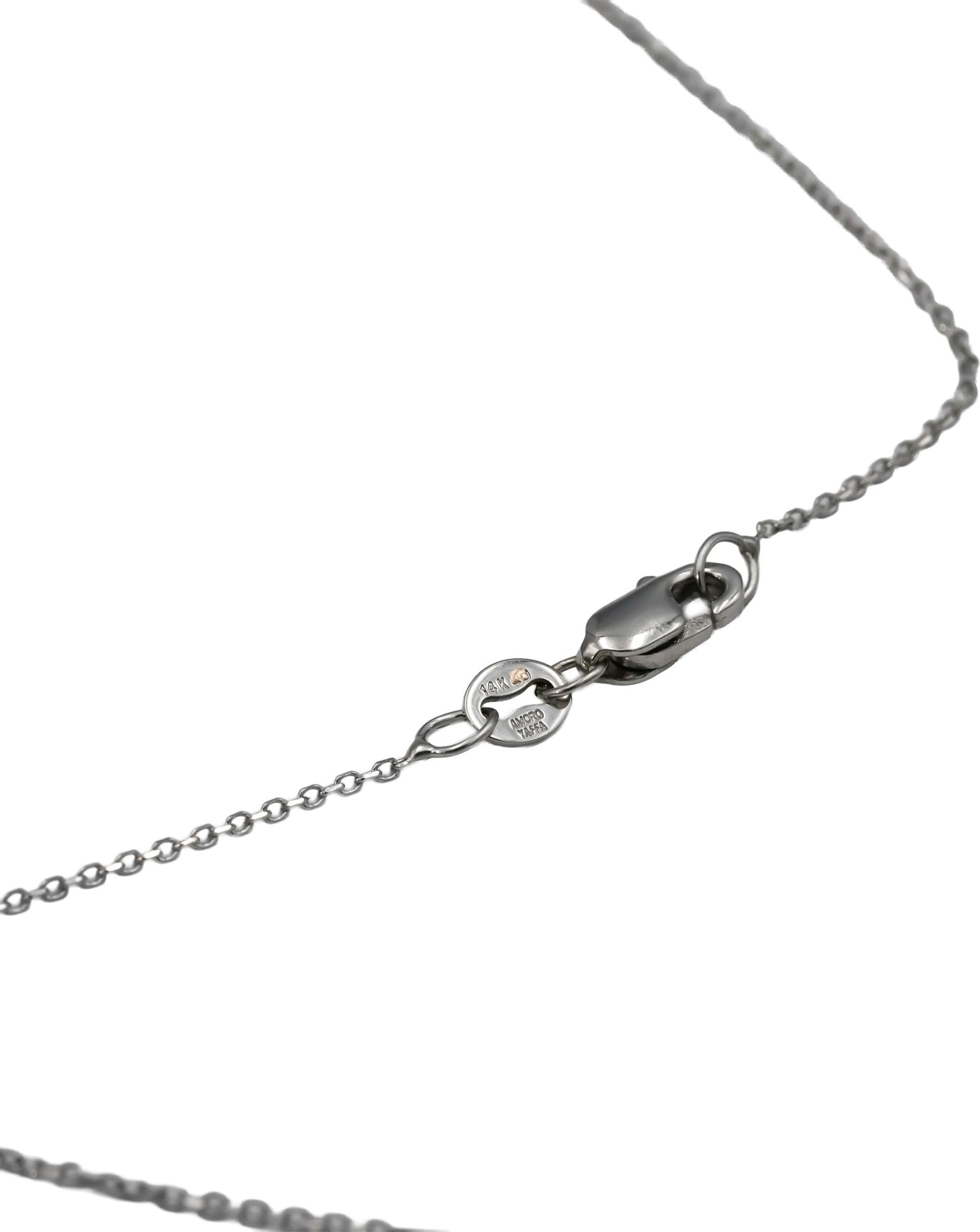 14k White Gold Half Moon Rose Cut Diamond Solitaire Pendant Necklace 1.03CT