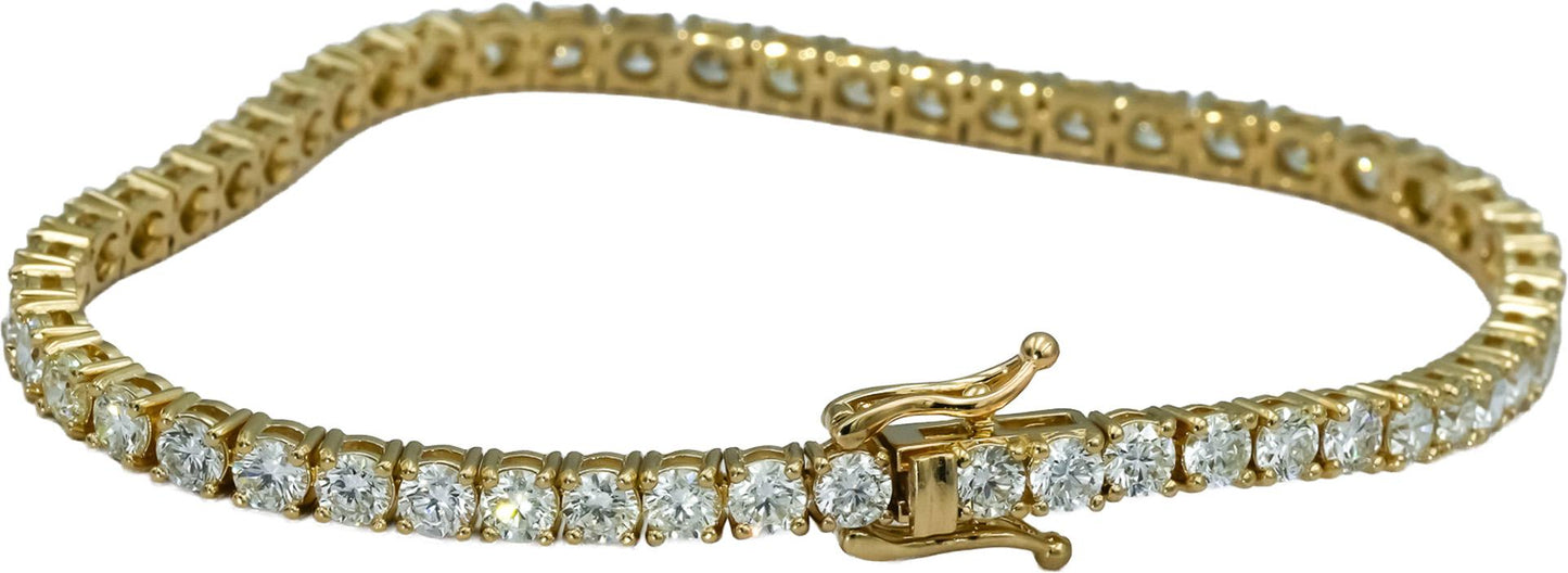 14k Yellow Gold VS Round Diamond Tennis Bracelet 7.05CT