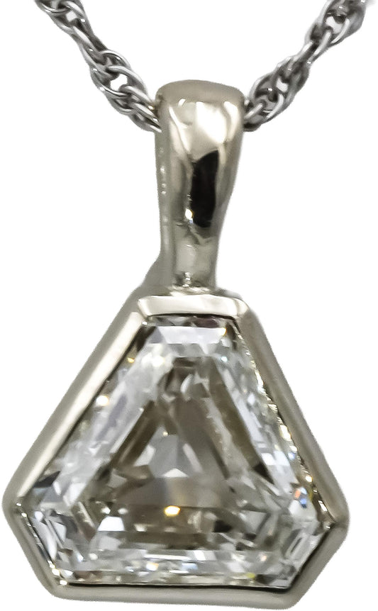 GIA 14k White Gold VS2/G Trillion Step Cut Diamond Pendant Necklace 1.33CT