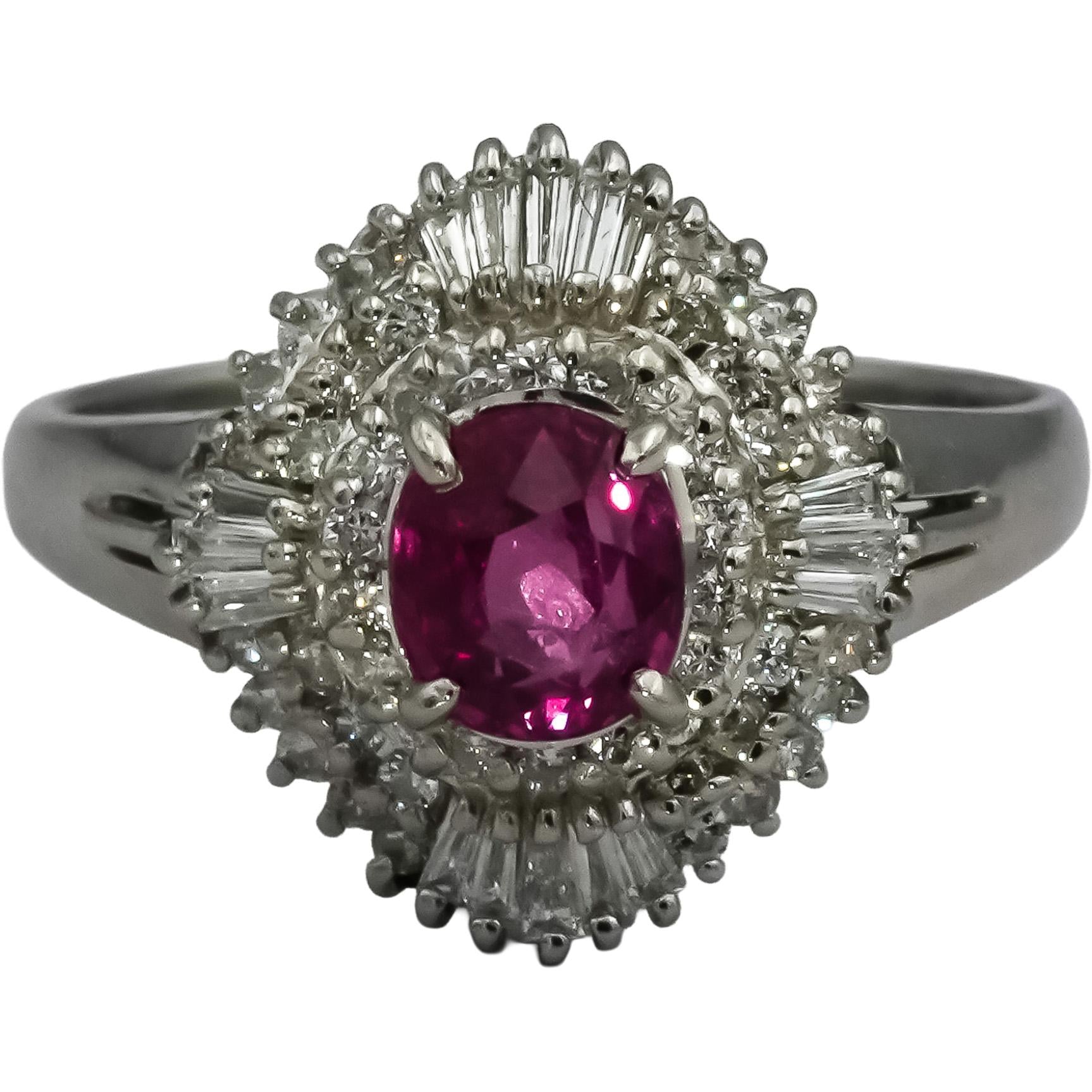 Platinum VS Diamond and Pink Sapphire Cocktail Ring 1.82CT Size 7