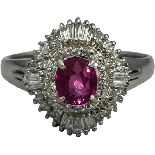 Platinum VS Diamond and Pink Sapphire Cocktail Ring 1.82CT Size 7