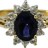 10k Yellow Gold Diamond and Amethyst Halo Cocktail Ring 1.25CT Size 6